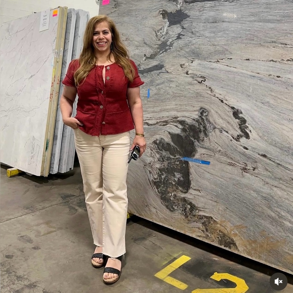 Red Textured Button-Front Top - image 1